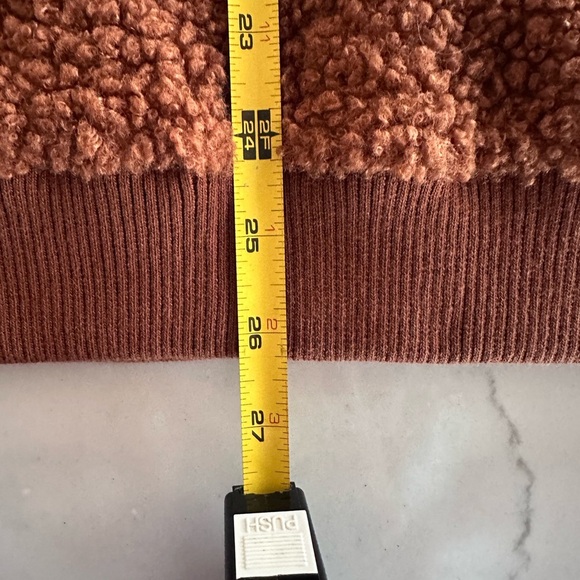 NWOTs Royal & Reese Teddy Bear Fleece Chevron Retro 80s 1/4 Zip Pullover Jacket - Picture 8 of 13